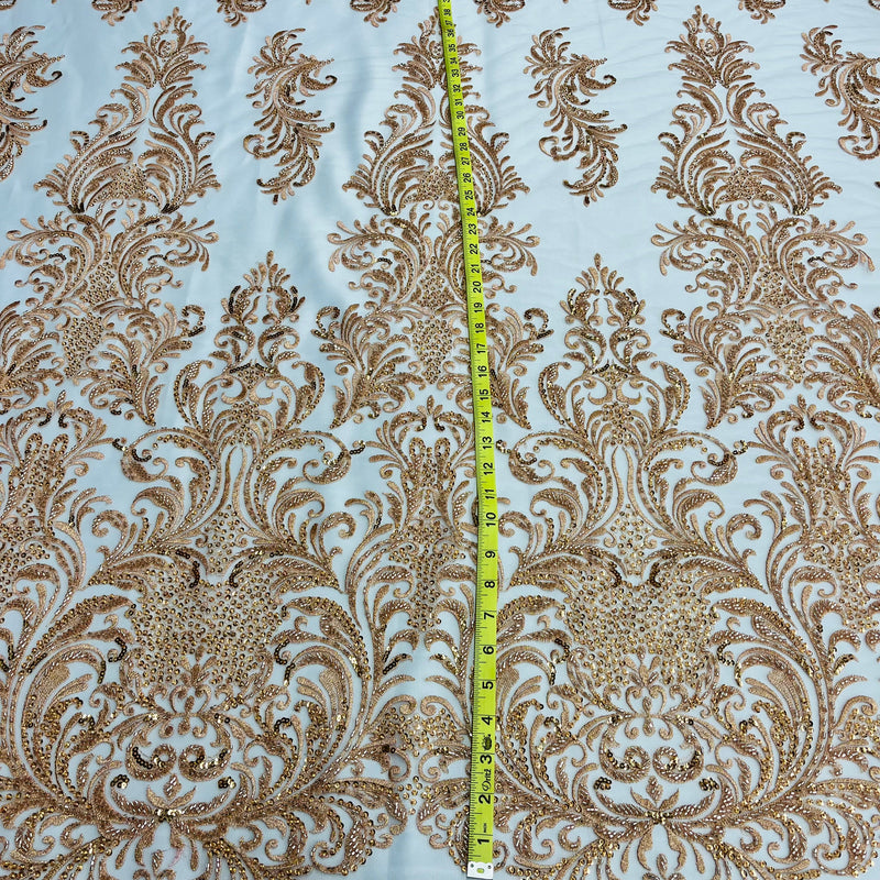 Beaded Lace Fabric Embroidered on 100% Polyester Net Mesh | Lace USA - GD-13267