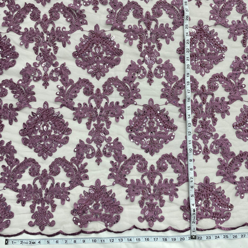 Beaded Lace Fabric Embroidered on 100% Polyester Net Mesh | Lace USA - GD-262