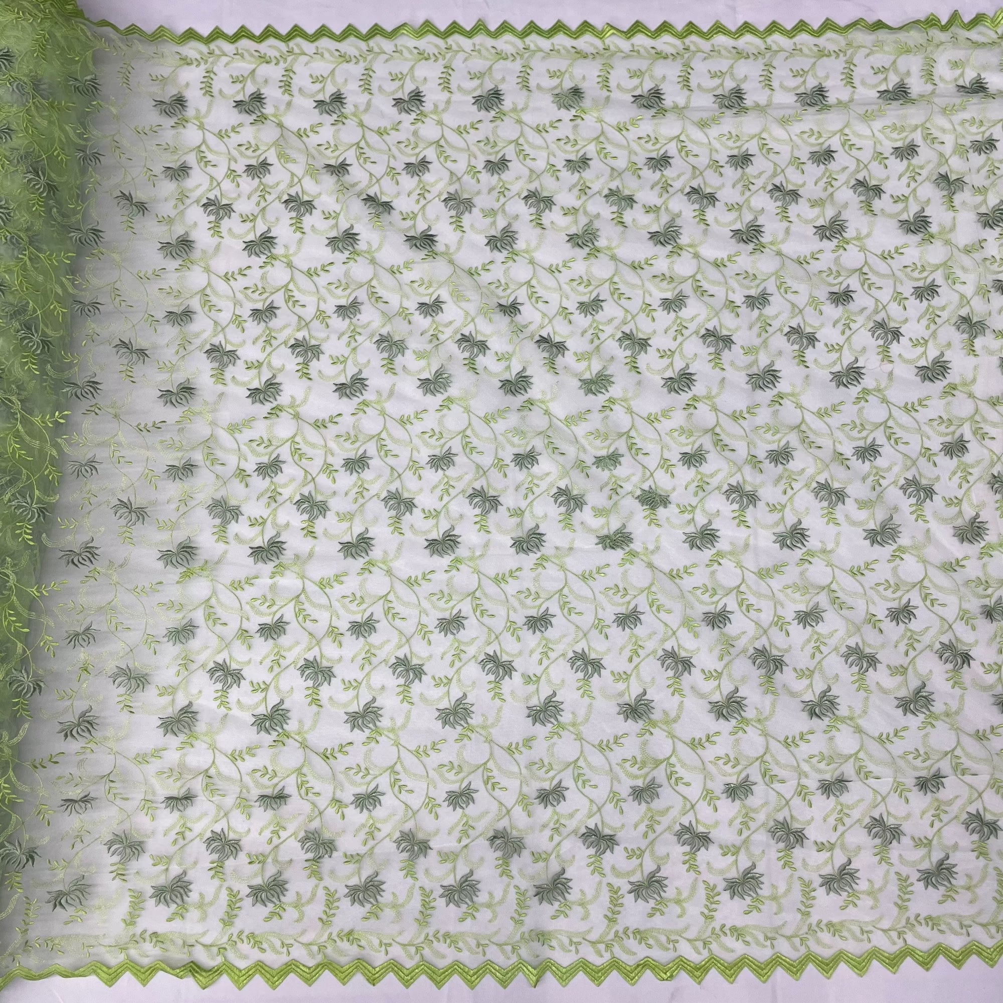 Lace Fabric Embroidered on 100% Polyester Net Mesh | Spandex Palace