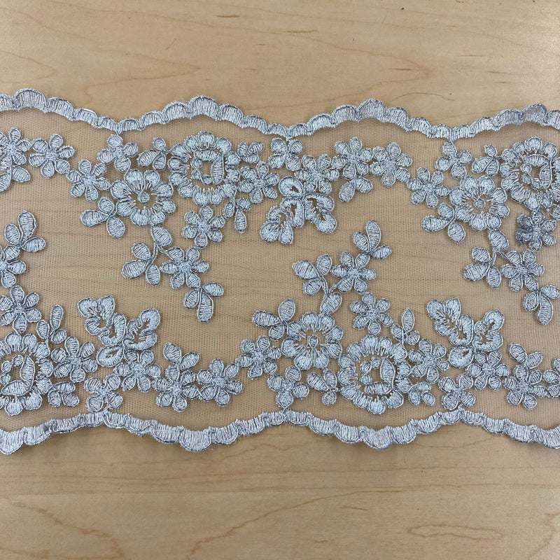 Corded Double Sided Lace Trimming Embroidered on 100% Polyester Net Mesh | Lace USA - 97121W/2