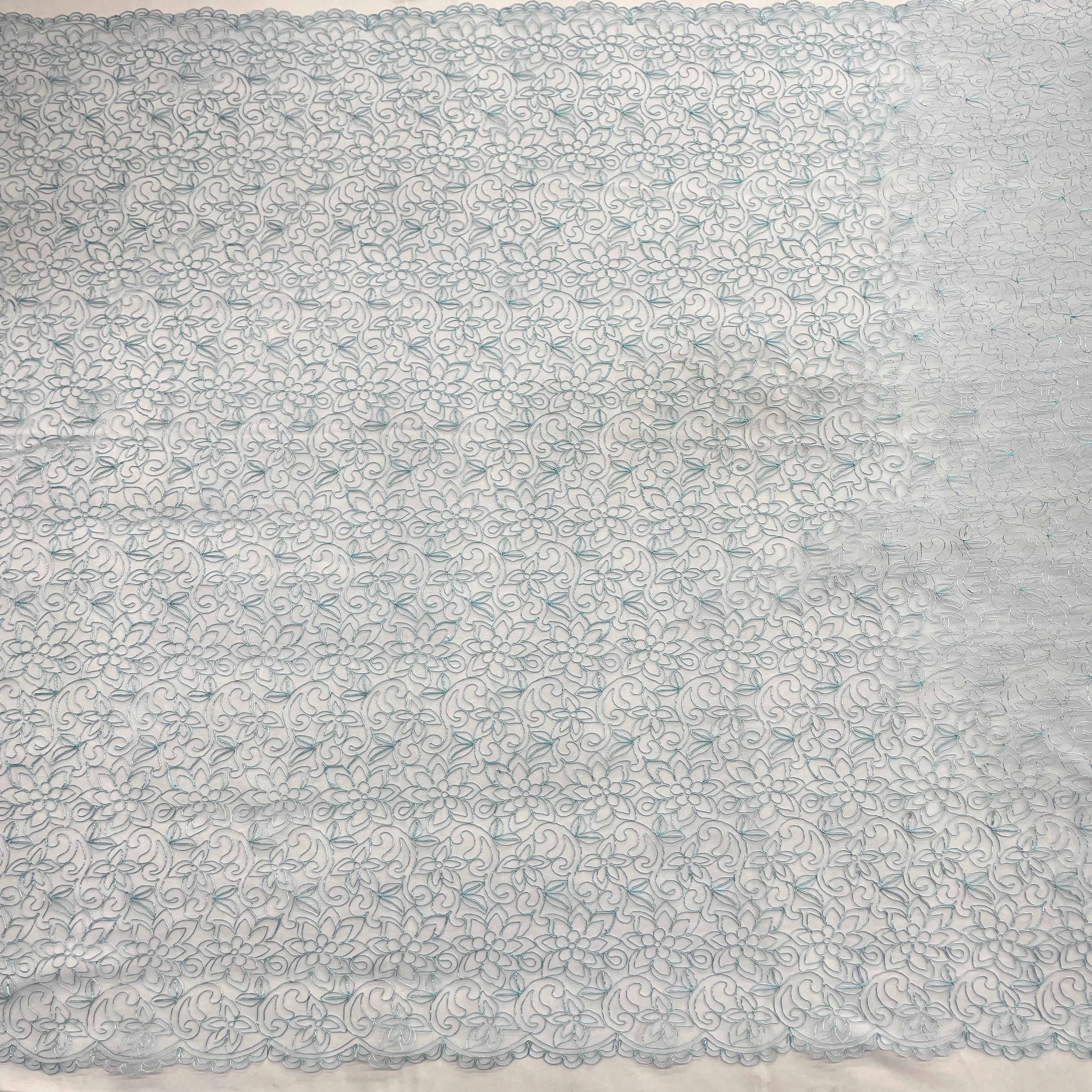 Corded Bridal Lace Fabric Embroidered on 100% Polyester Net Mesh | Lace USA - 91075W