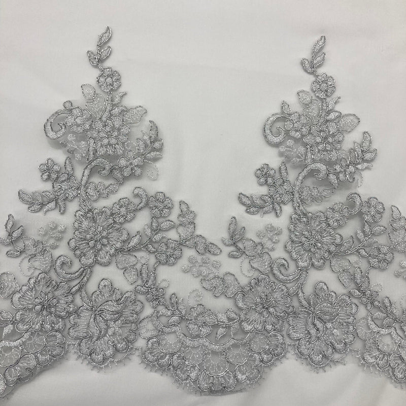 Corded Lace Trimming Embroidered on 100% Polyester Net Mesh | Lace USA - 73001W/1