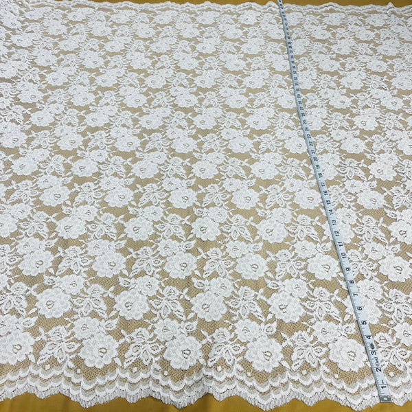 Corded Bridal Lace Fabric Embroidered on 100% Polyester Net Mesh | Lace USA - 96028W