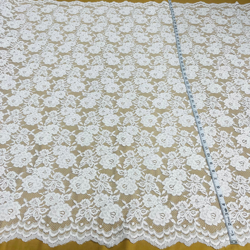 Corded Bridal Lace Fabric Embroidered on 100% Polyester Net Mesh | Lace USA - 96028W