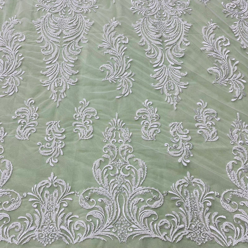 Beaded Lace Fabric Embroidered on 100% Polyester Net Mesh | Lace USA - GD-13267