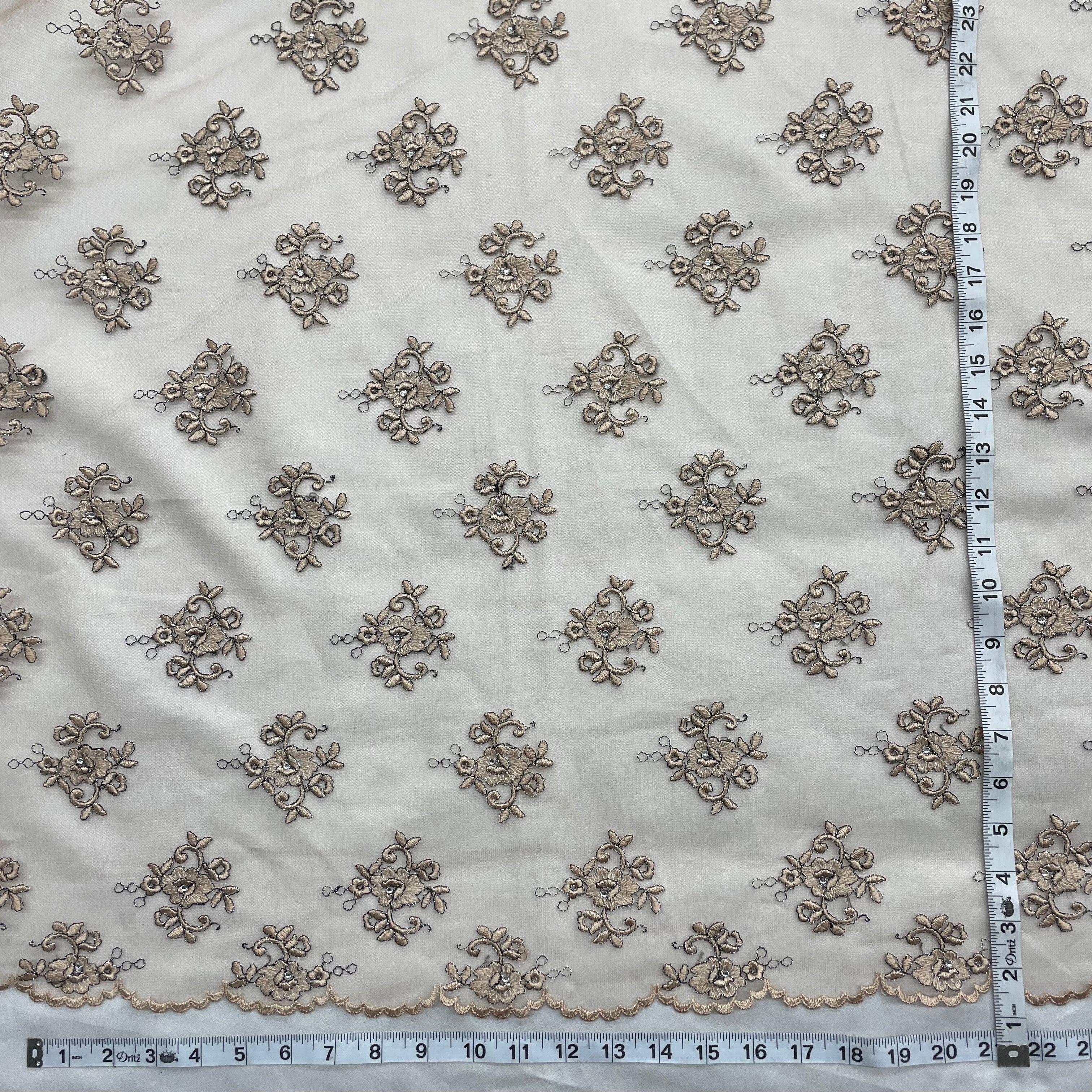 Beaded Lace Fabric Embroidered on 100% Polyester Net Mesh | Lace USA - 42093W-BP