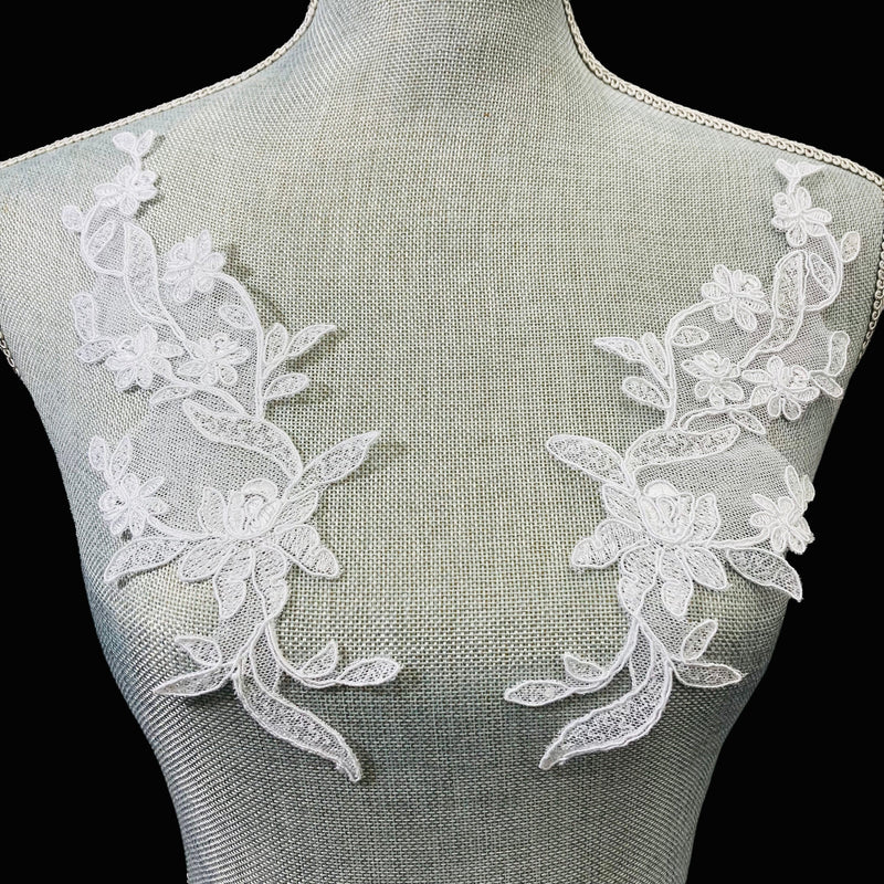 Corded Floral Applique for Bridal, Christening & Flower Girl Dresses | Lace USA - 96667W