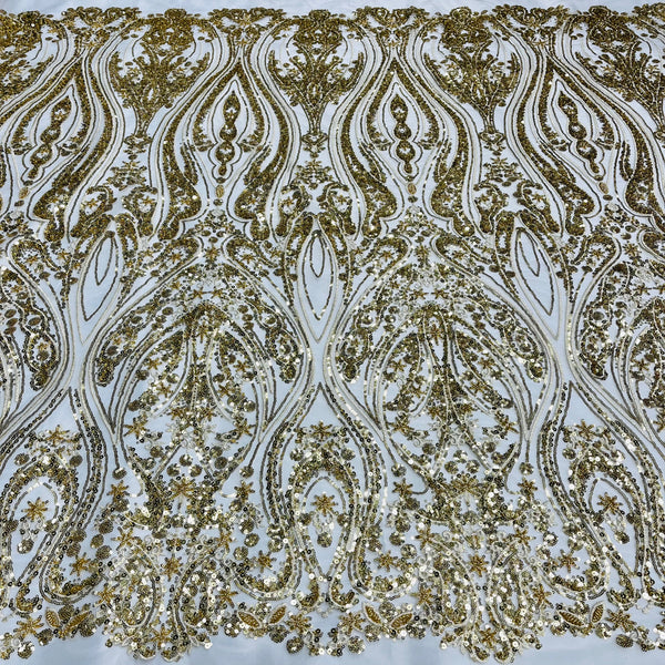 Beaded Lace Fabric Embroidered on 100% Polyester Net Mesh | Lace USA - GD-13010