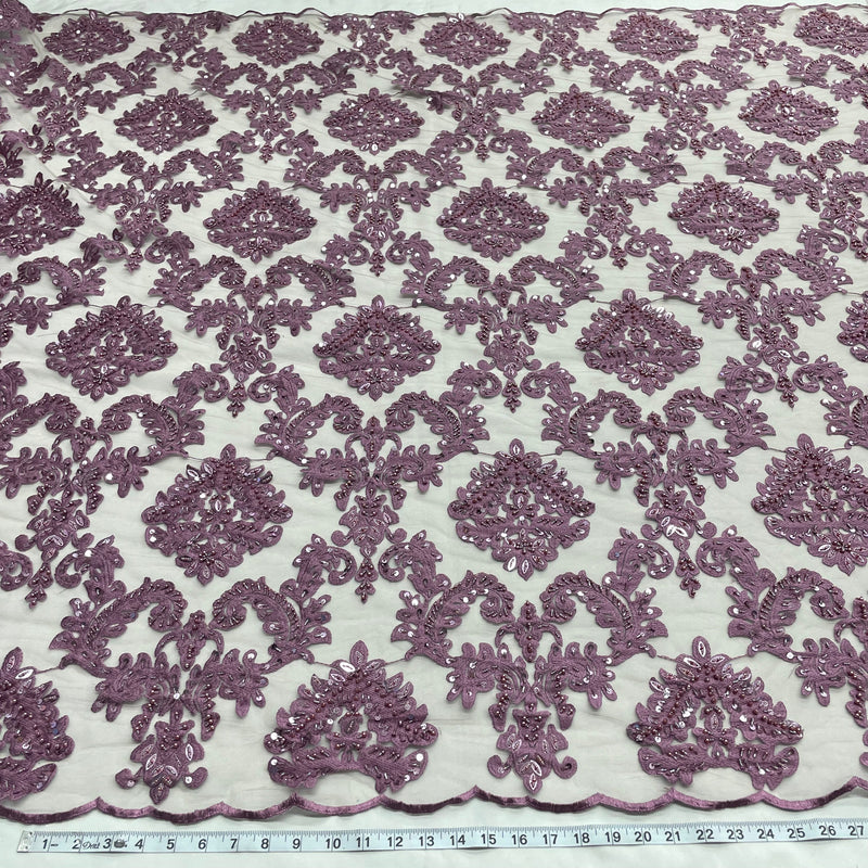Beaded Lace Fabric Embroidered on 100% Polyester Net Mesh | Lace USA - GD-262
