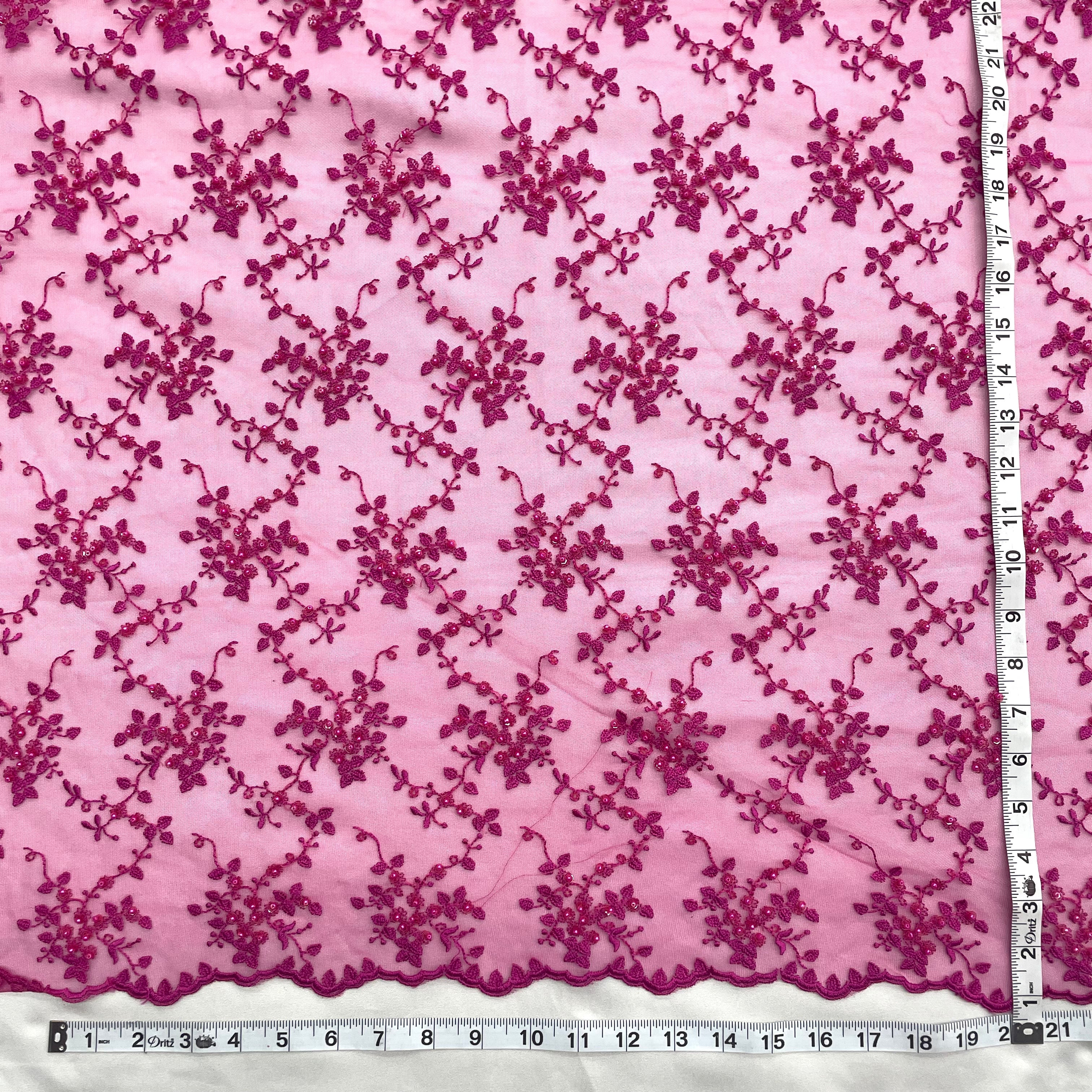 Beaded Lace Fabric Embroidered on 100% Polyester Net Mesh | Lace USA - 41608W-BP