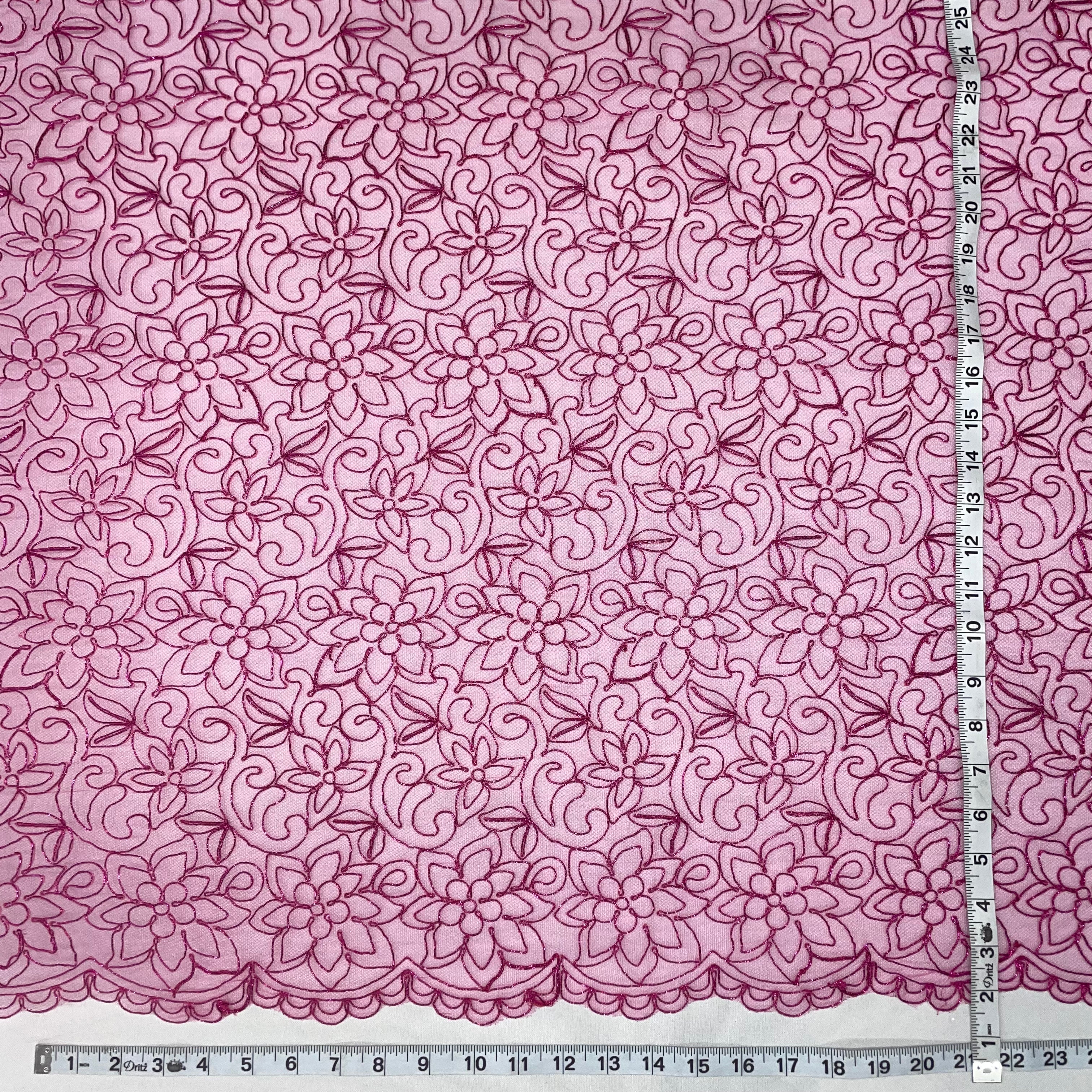 Corded Bridal Lace Fabric Embroidered on 100% Polyester Net Mesh | Lace USA - 91075W