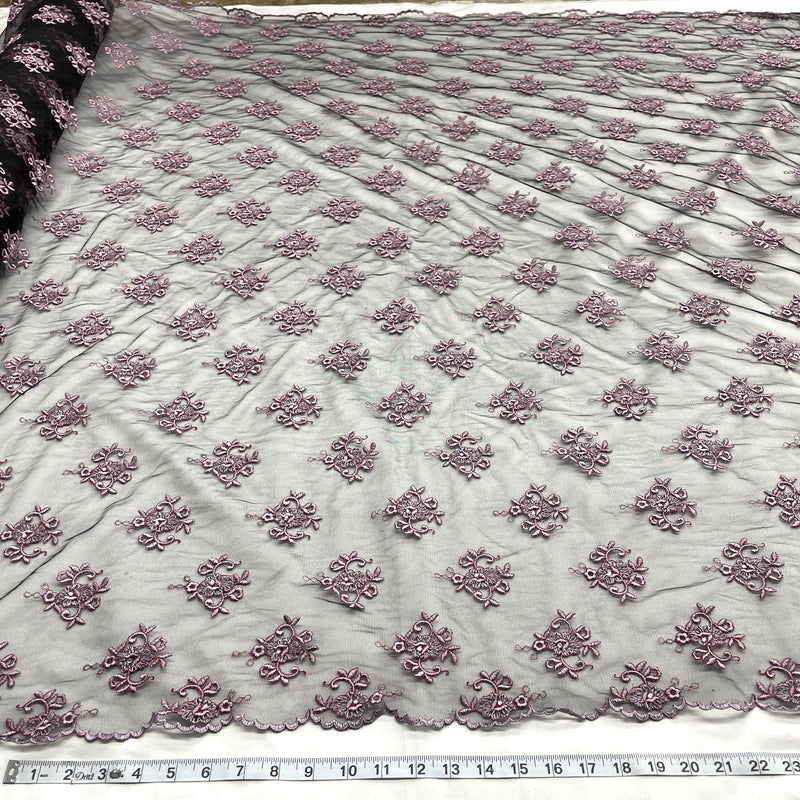 Beaded Lace Fabric Embroidered on 100% Polyester Net Mesh | Lace USA - 42093W-BP