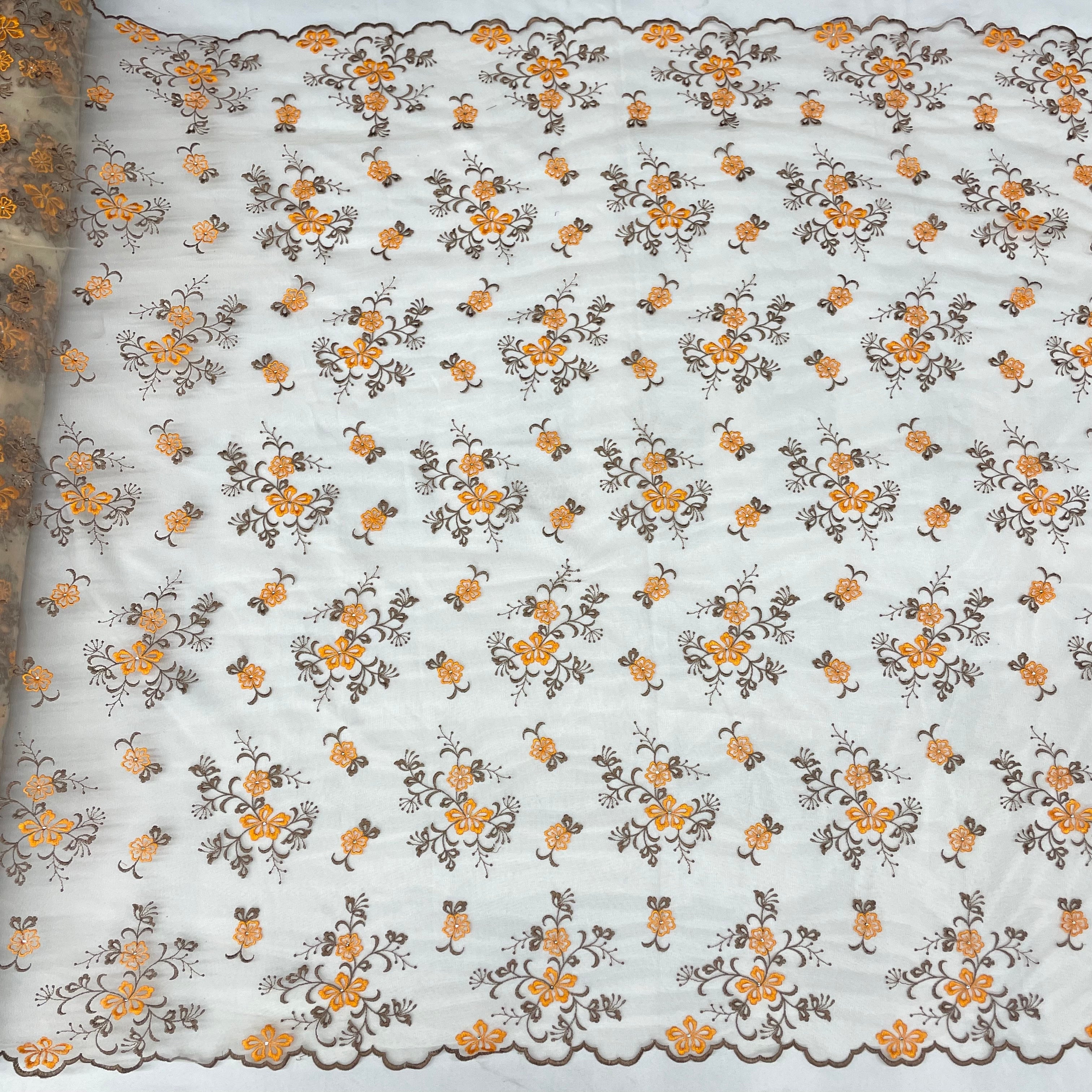 Beaded Lace Fabric Embroidered on 100% Polyester Net Mesh | Lace USA - 42096W-RS