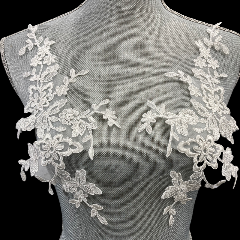 Corded Floral Applique for Wedding, Christening & Flower Girl Dresses | Lace USA - 95788N