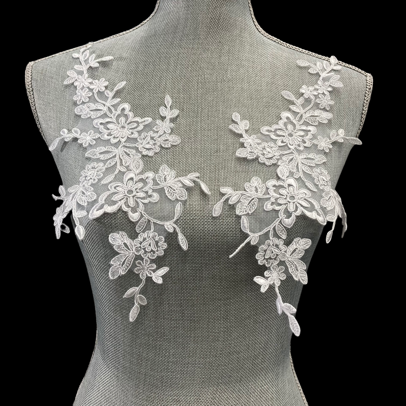 Corded Floral Applique for Wedding, Christening & Flower Girl Dresses | Lace USA - 95788N