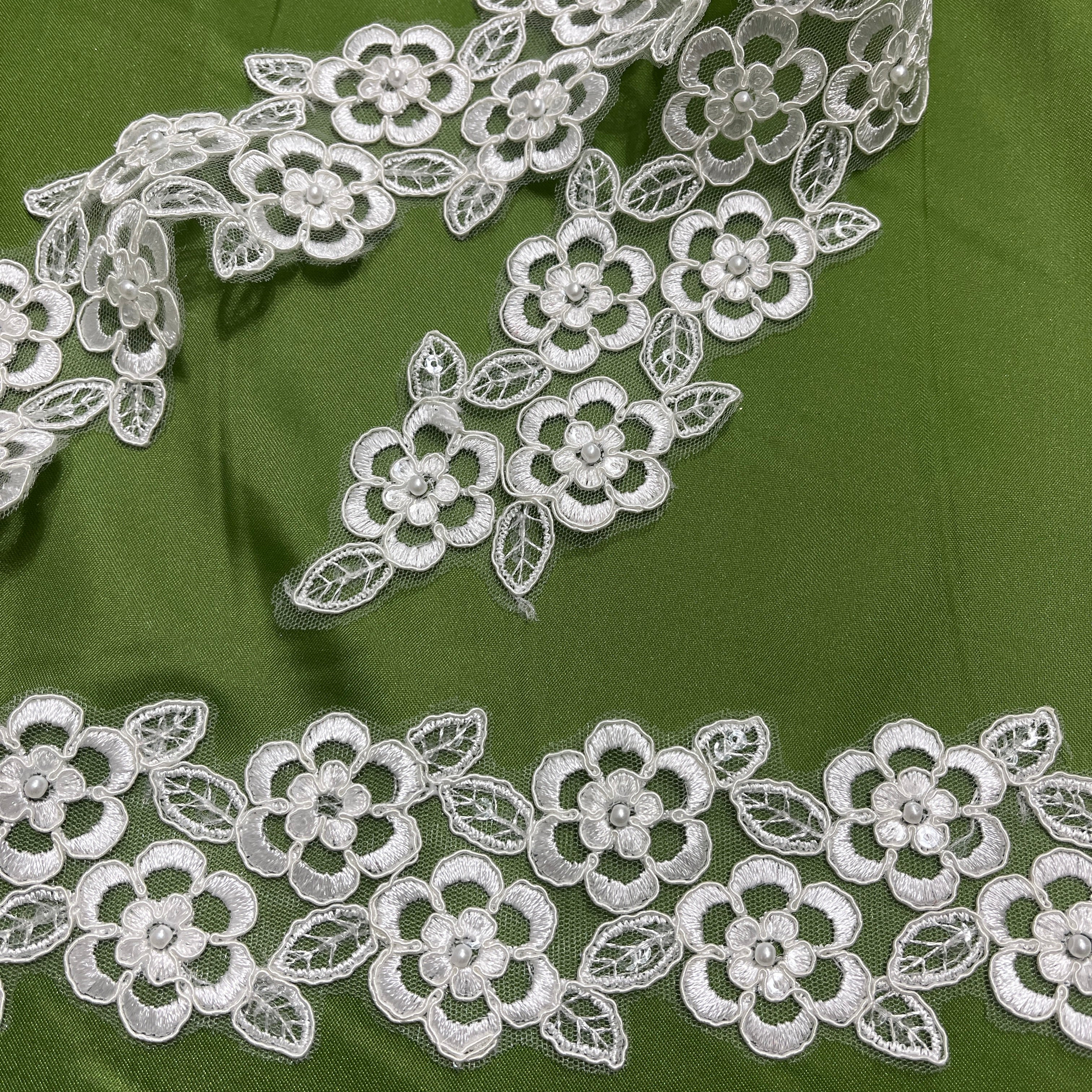 Beaded & Corded Lace Trimming Embroidered on 100% Polyester | Lace USA