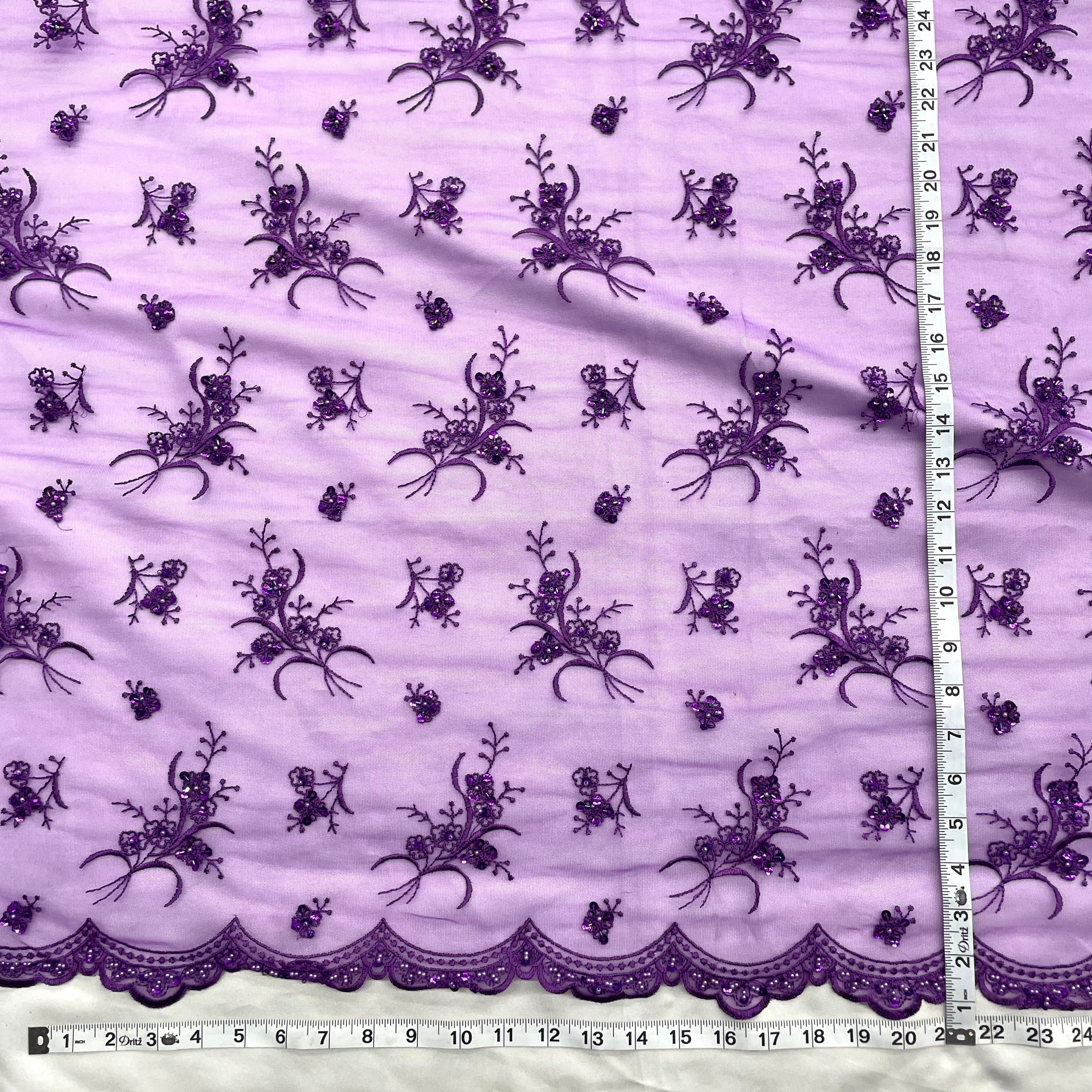 Beaded Lace Fabric Embroidered on 100% Polyester Net Mesh | Lace USA - 42002W-BP