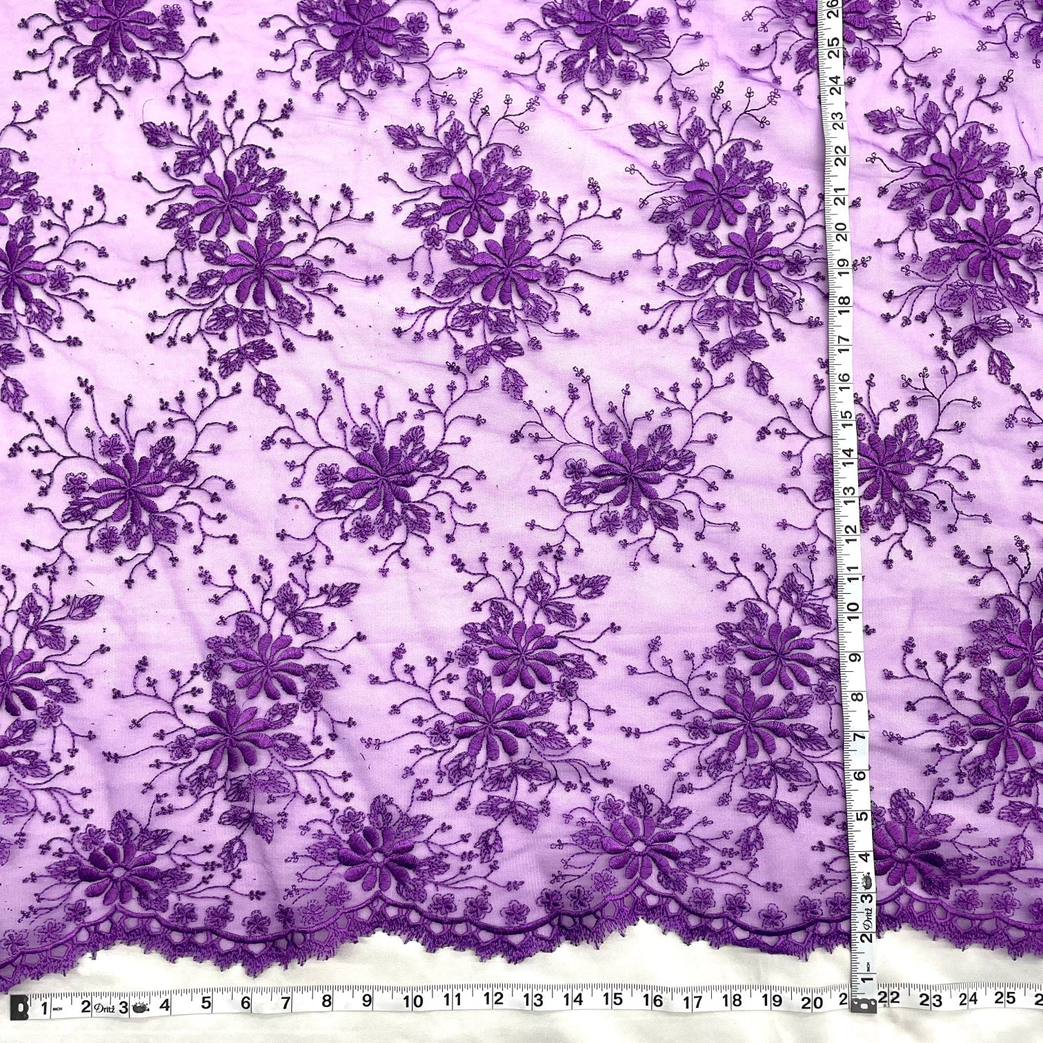 Floral Lace Fabric Embroidered on 100% Polyester Net Mesh | Lace USA - 41976W