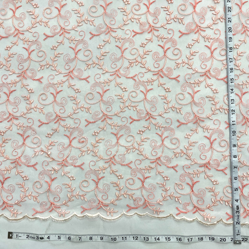 Lace Fabric Embroidered on 100% Polyester Net Mesh | Lace USA - 42097W