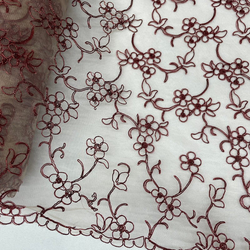 Corded Bridal Lace Fabric Embroidered on 100% Polyester Net Mesh | Lace USA - 91192W