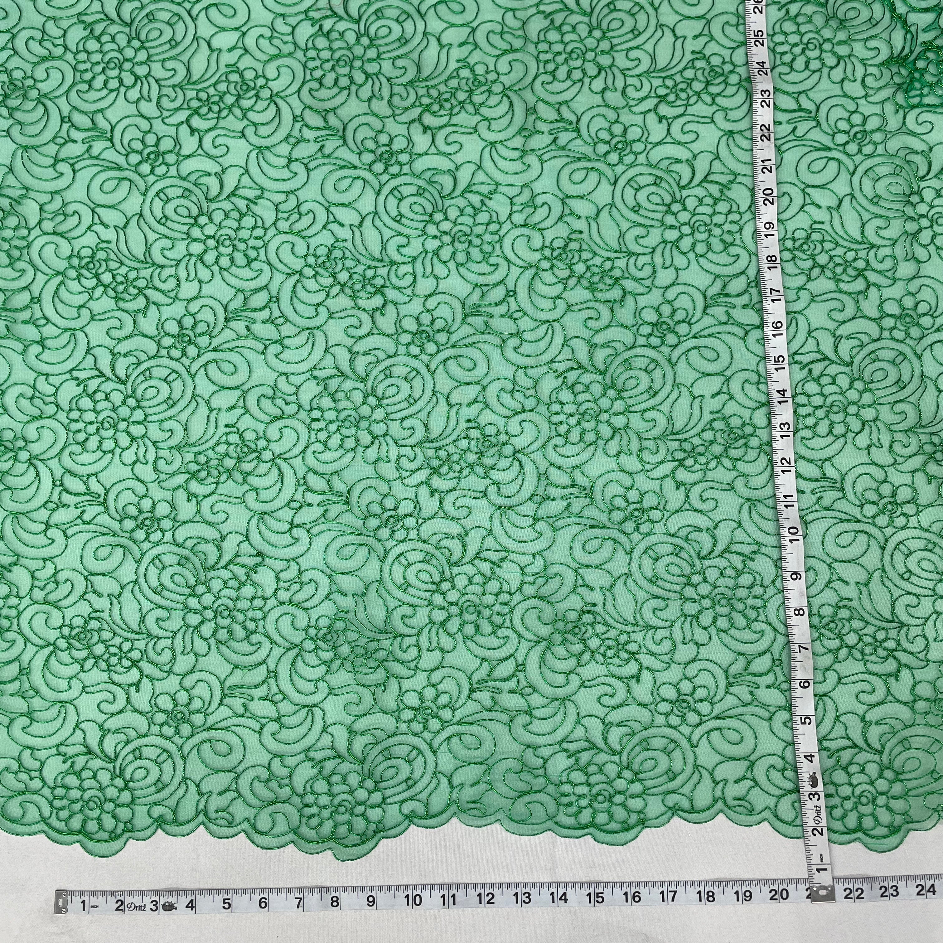 Corded Bridal Lace Fabric Embroidered on 100% Polyester Net Mesh | Lace USA - 90938W