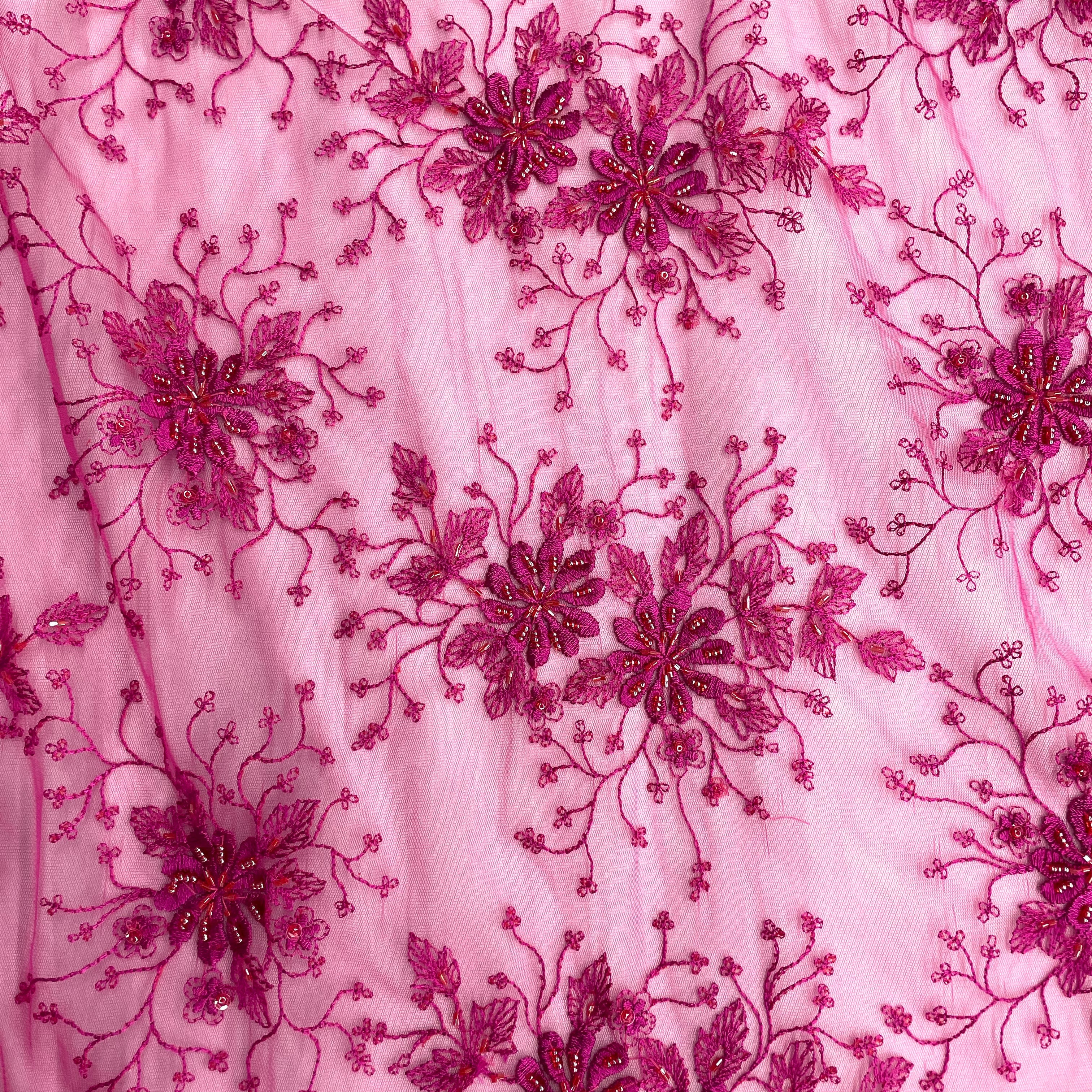 Beaded Lace Fabric Embroidered on 100% Polyester Net Mesh | Lace USA - 41976W-BP