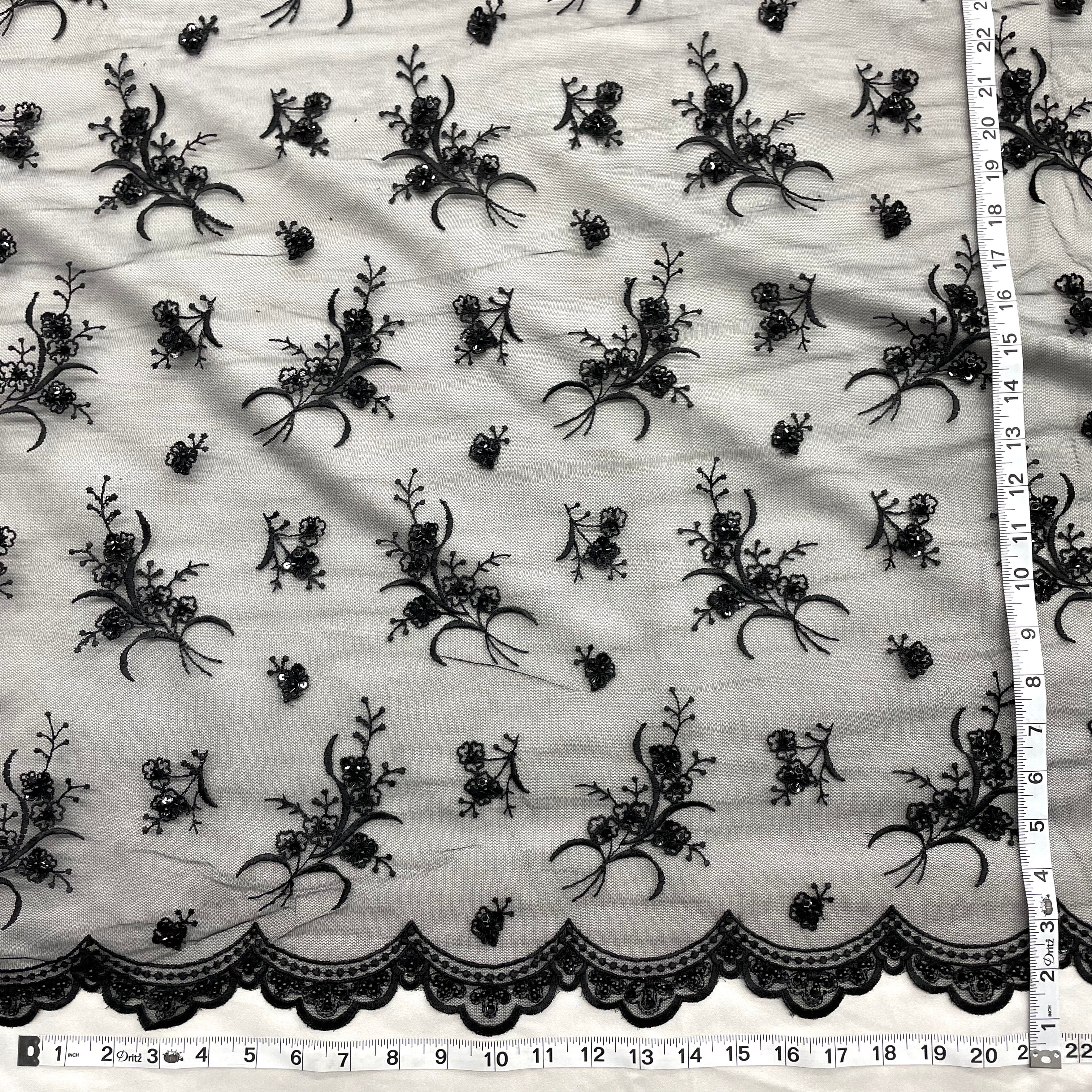 Beaded Lace Fabric Embroidered on 100% Polyester Net Mesh | Lace USA - 42002W-BP