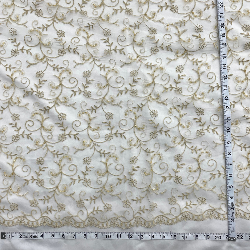 Beaded Lace Fabric Embroidered on 100% Polyester Net Mesh | Lace USA - 41471W-BP