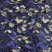 Navy Blue Giselle Multicolor Floral Sequins Fabric