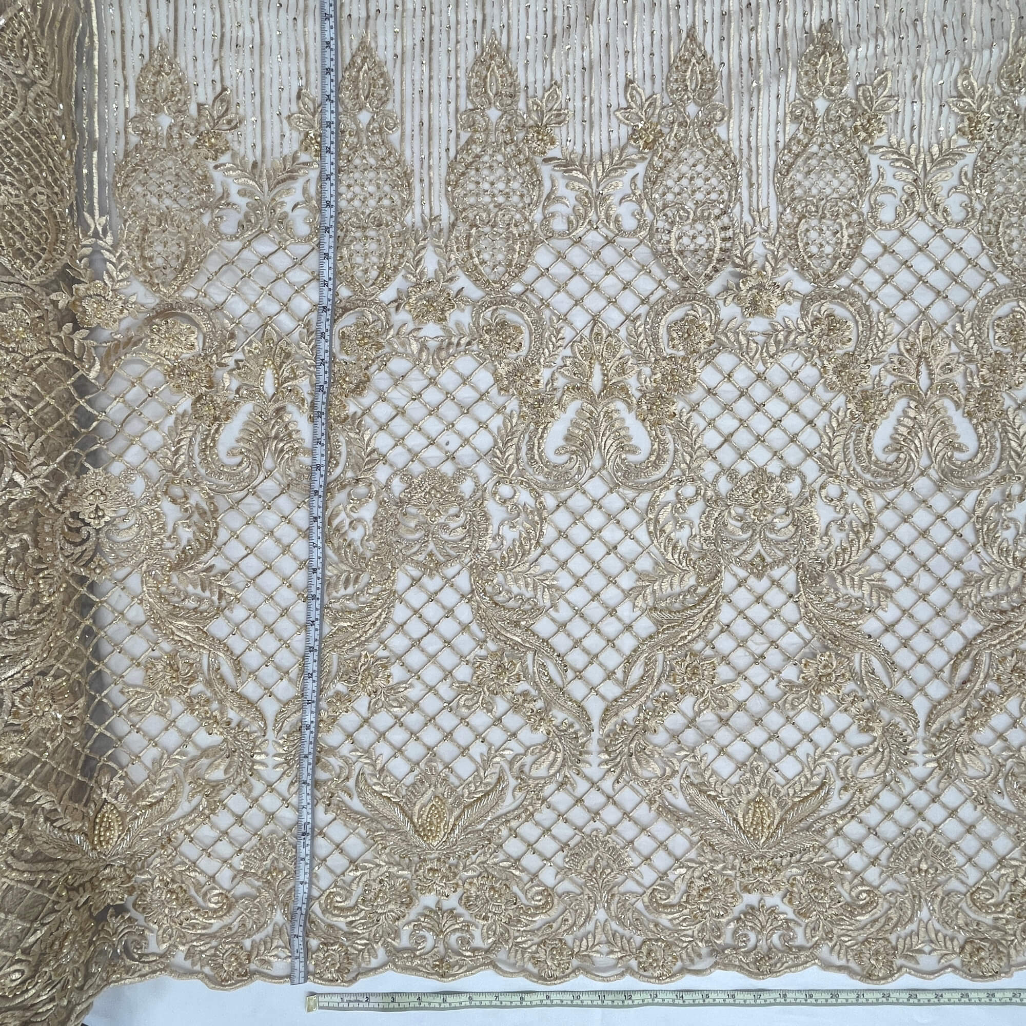 Beaded Lace Fabric Embroidered on 100% Polyester Net Mesh | Lace USA - GD-113