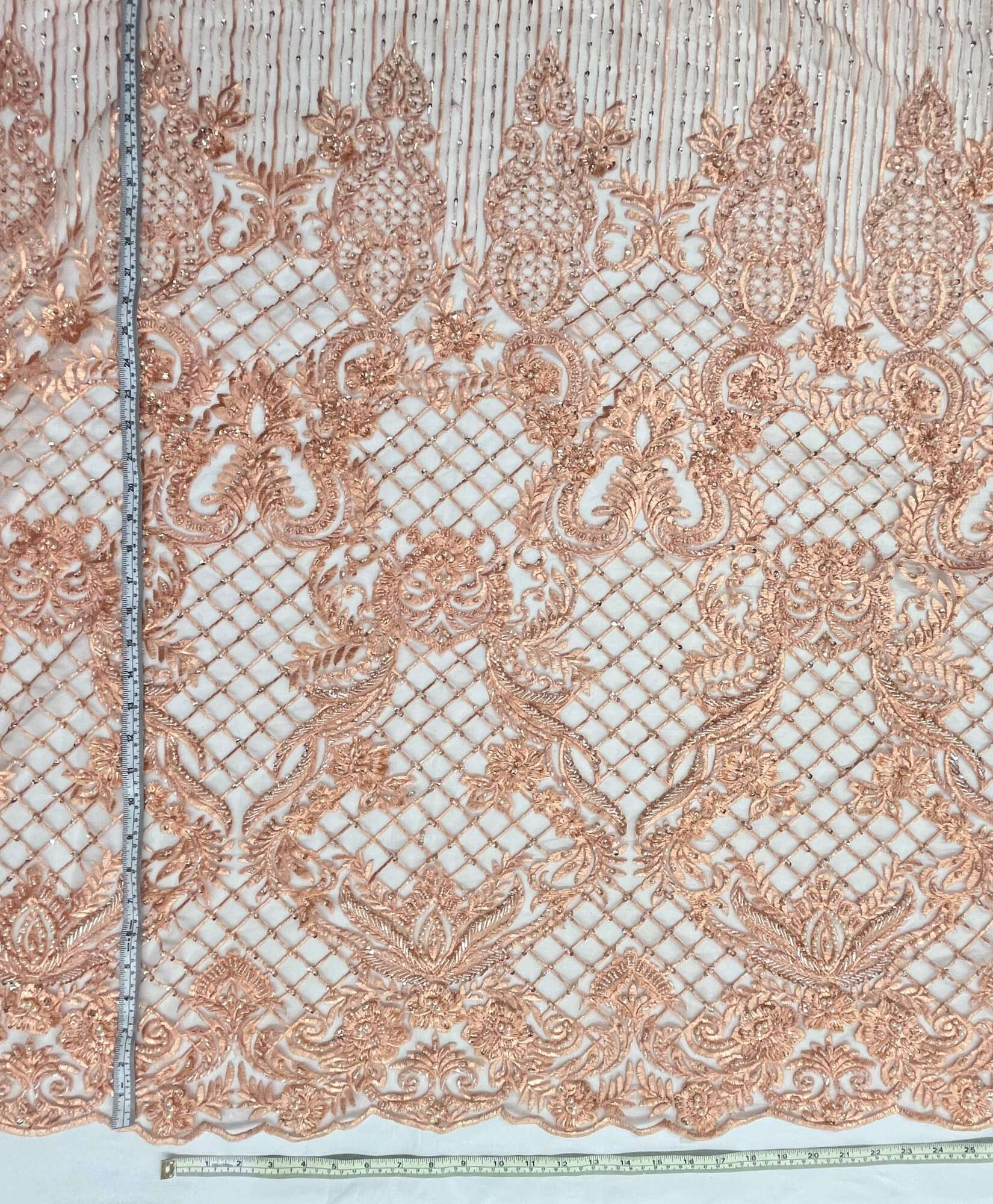 Beaded Lace Fabric Embroidered on 100% Polyester Net Mesh | Lace USA - GD-113