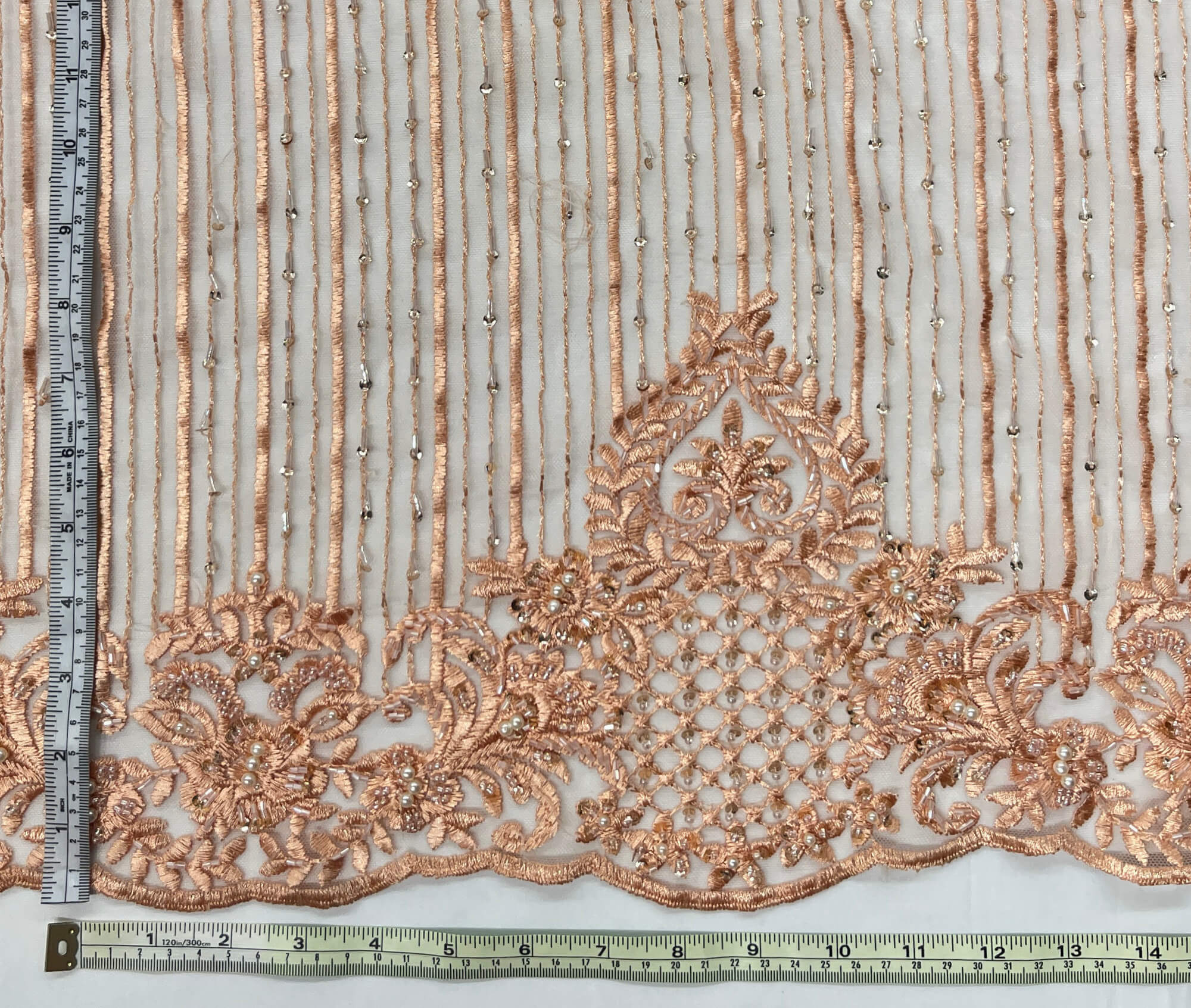 Beaded Lace Fabric Embroidered on 100% Polyester Net Mesh | Lace USA - GD-113