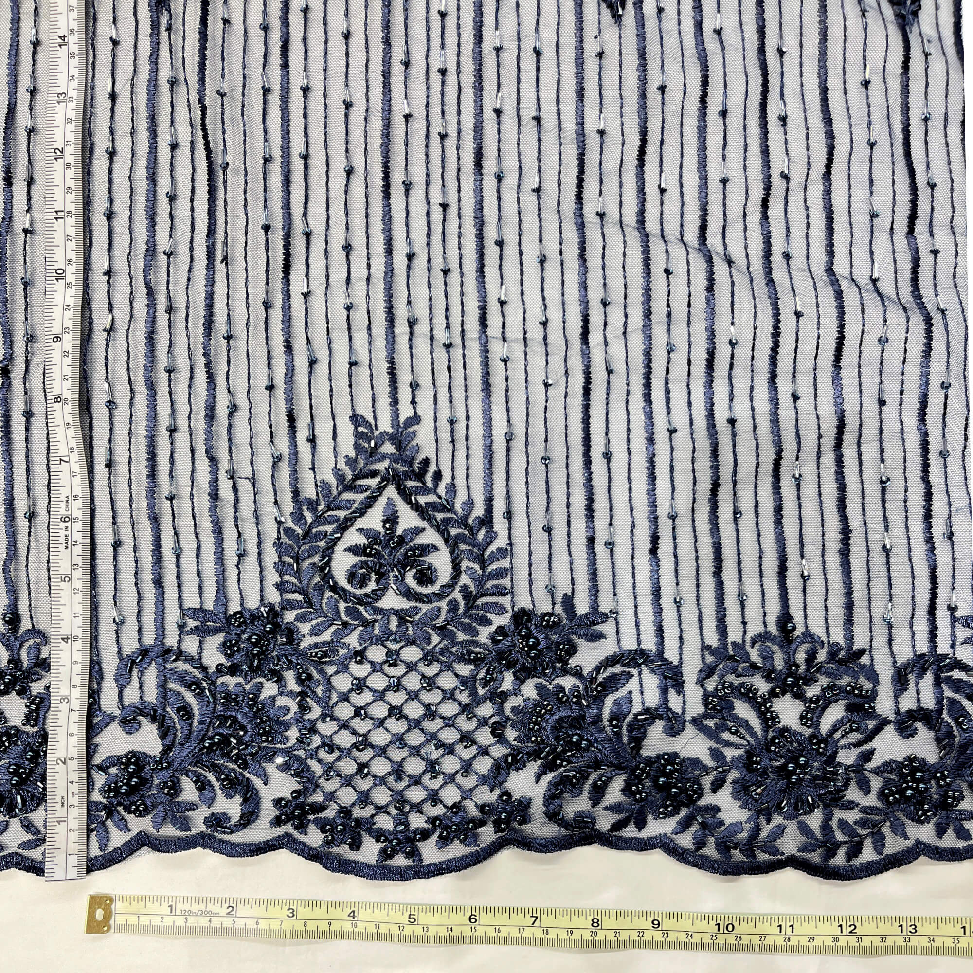 Beaded Lace Fabric Embroidered on 100% Polyester Net Mesh | Lace USA - GD-113