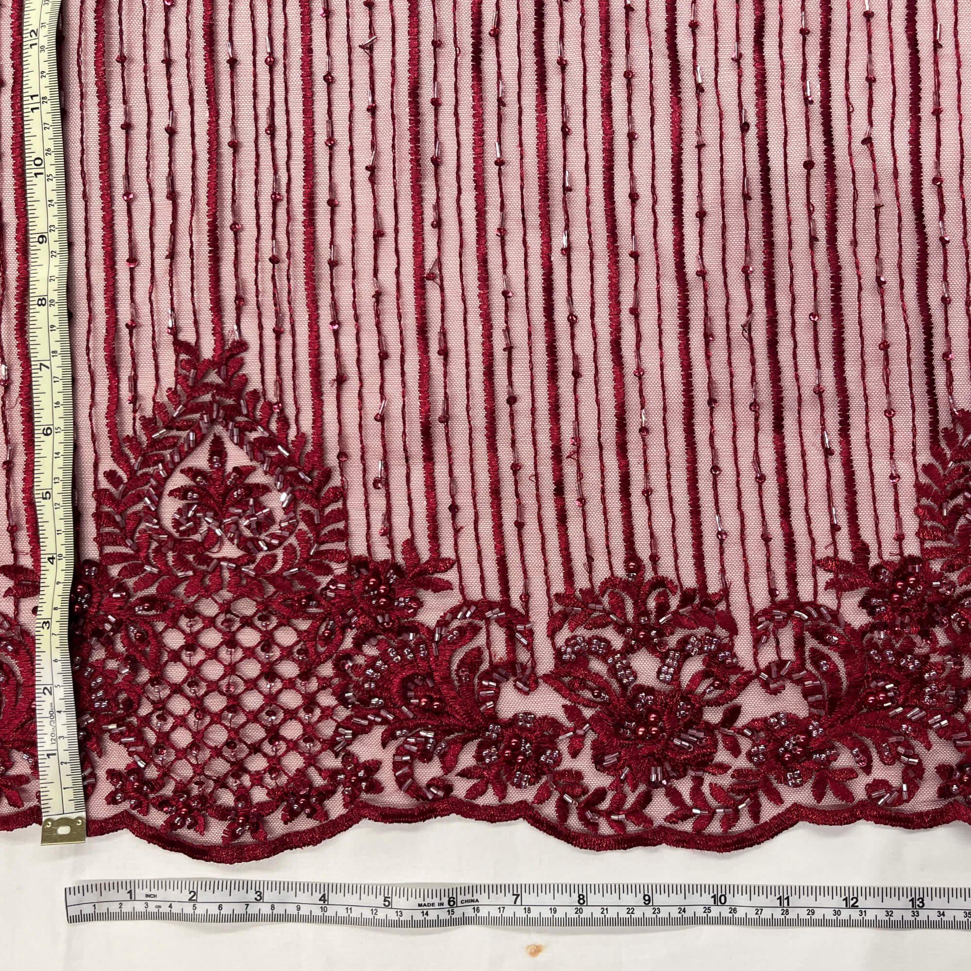 Beaded Lace Fabric Embroidered on 100% Polyester Net Mesh | Lace USA - GD-113