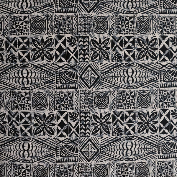 Traditional Tongan Geometric Design Fabric | Peachskin  |  Spandex Palace