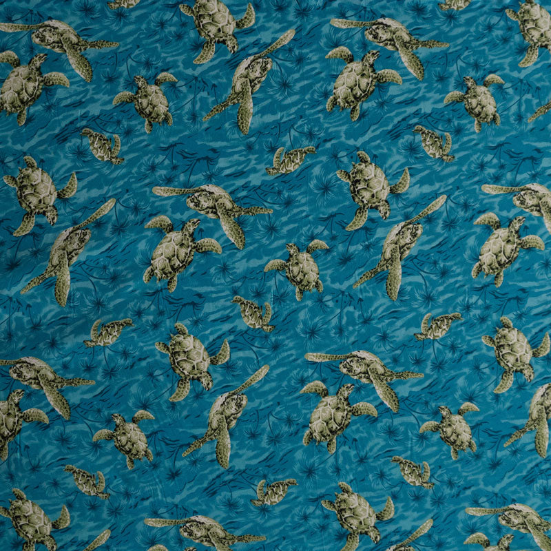 Swimming Turtles Fabric | Peachskin  | Spandex Palace