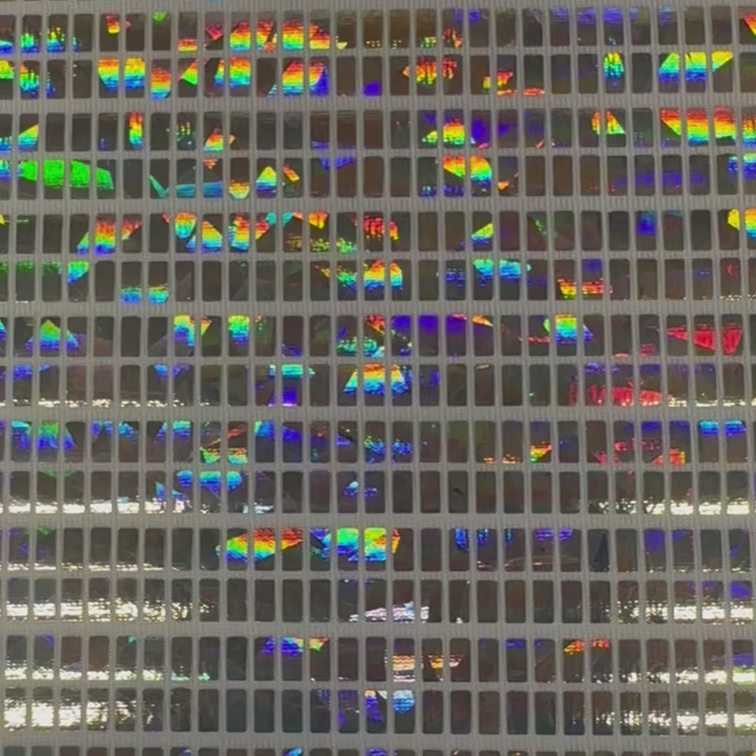 Disco Hologram Foil Polyester Spandex Fabric | Spandex palace White silver