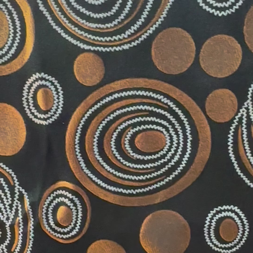 4 Way Stretch Nylon Spandex Circle Galaxy foiled | Spandex Palace Black Copper