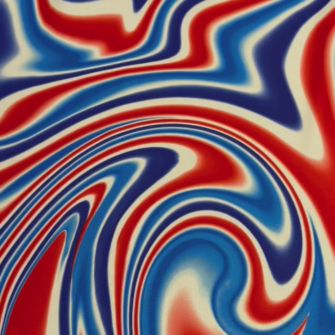 4 Way Stretch Polyester Spandex Water Paint Paper Print Fabric | Spandex Palace White Royal Red