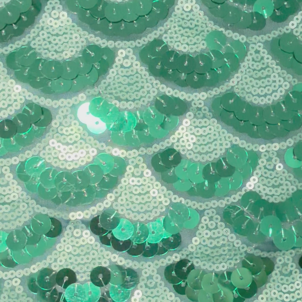 Mermaid Design Dual-Size Sequin Mesh Fabric | Spandex Palace Colors doesnot show correct in video