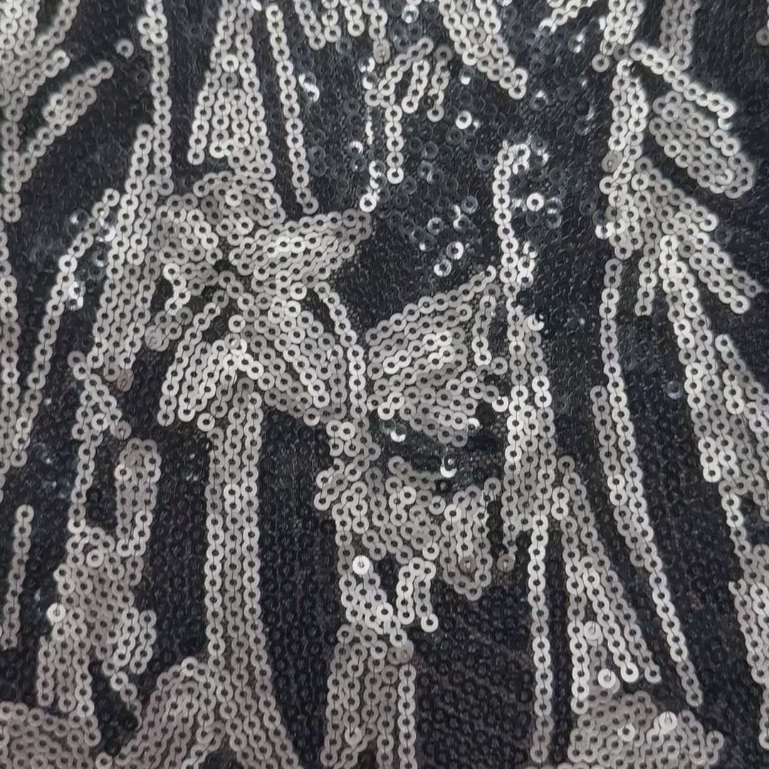 Embroidered Two Tone All Over Mini Sequin On Polyester Mesh fabric | Spandex Palace