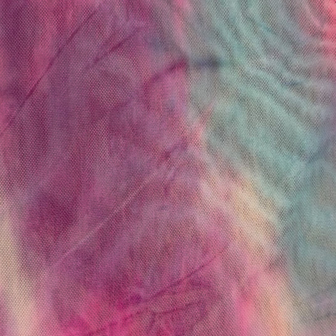 4 Way Stretch Poly Spandex Fabric Power Mesh Bleach Tie Dye | Spandex Palace yellow Pink Combo