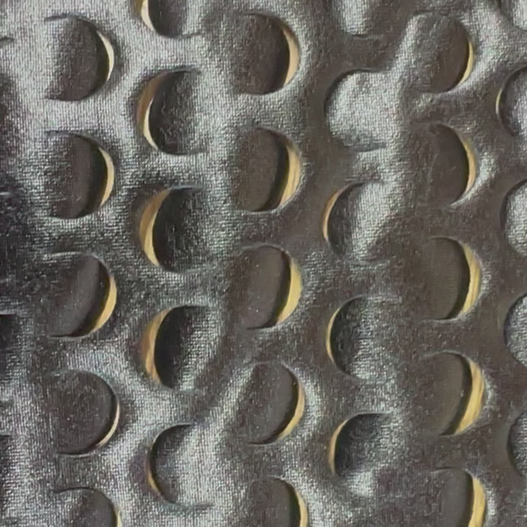Stretch Polyester Spandex Fabric with Circle Laser Cut and All Over Foil! | Spandex Palace Silver