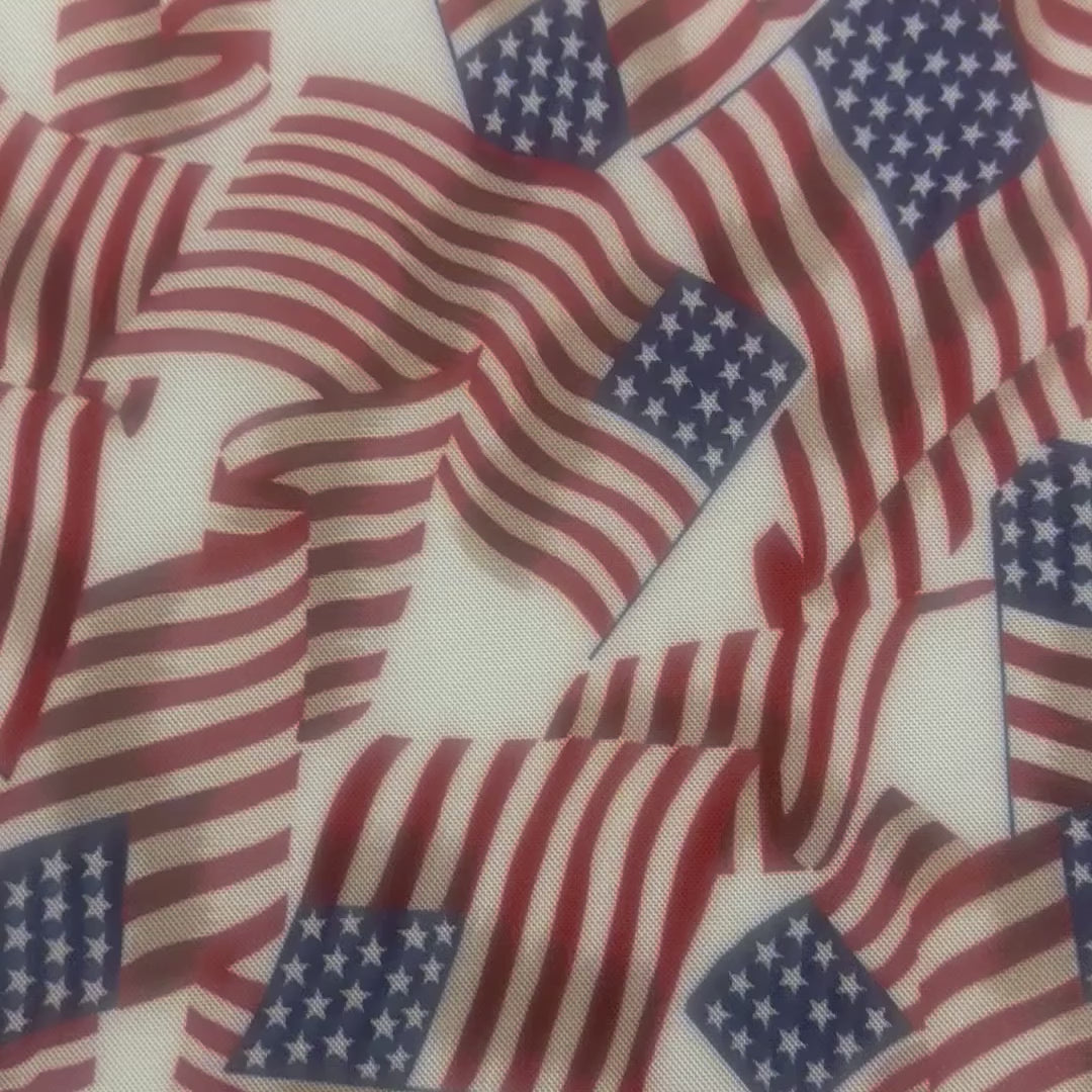 US Flag Power Mesh | Professional 4-Way Stretch Patriotic Fabric | Spandex Palace Red White Blue