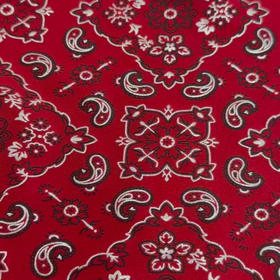 4 way Stretch Nylon Spandex Fabric  Bandana Foil | Spandex Palace Red