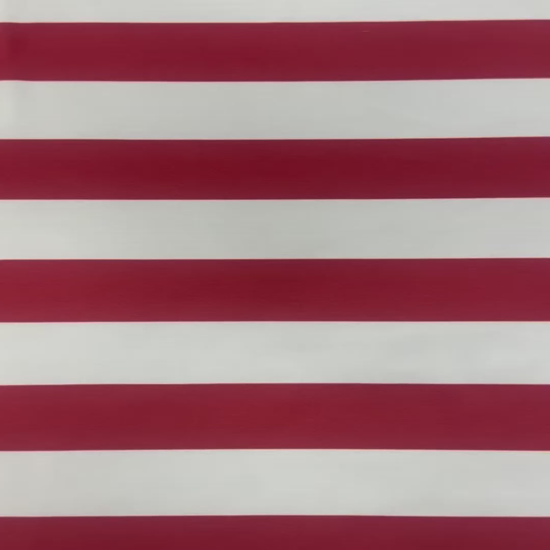 White & Red 1" Stripe Polyester Spandex Tricot Fabric | Spandex Palace