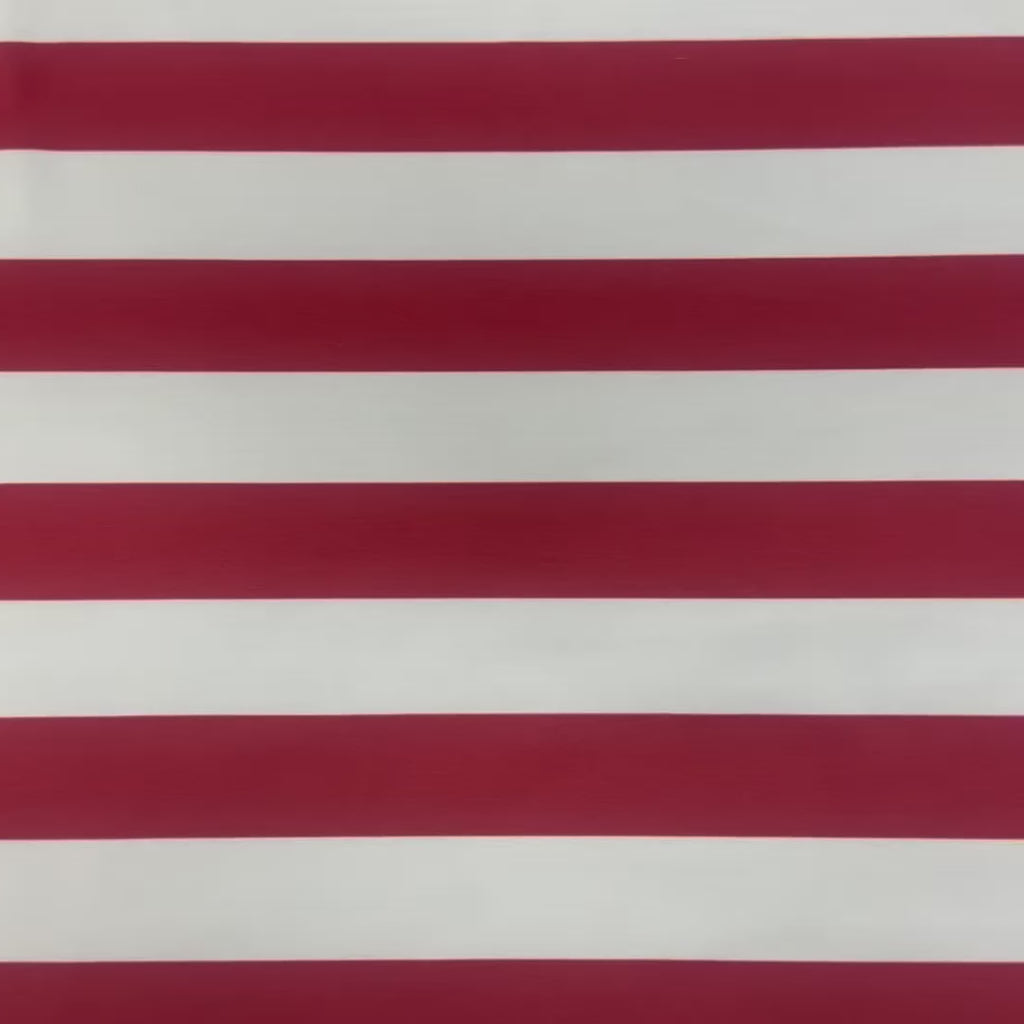 White & Red 1" Stripe Polyester Spandex Tricot Fabric | Spandex Palace