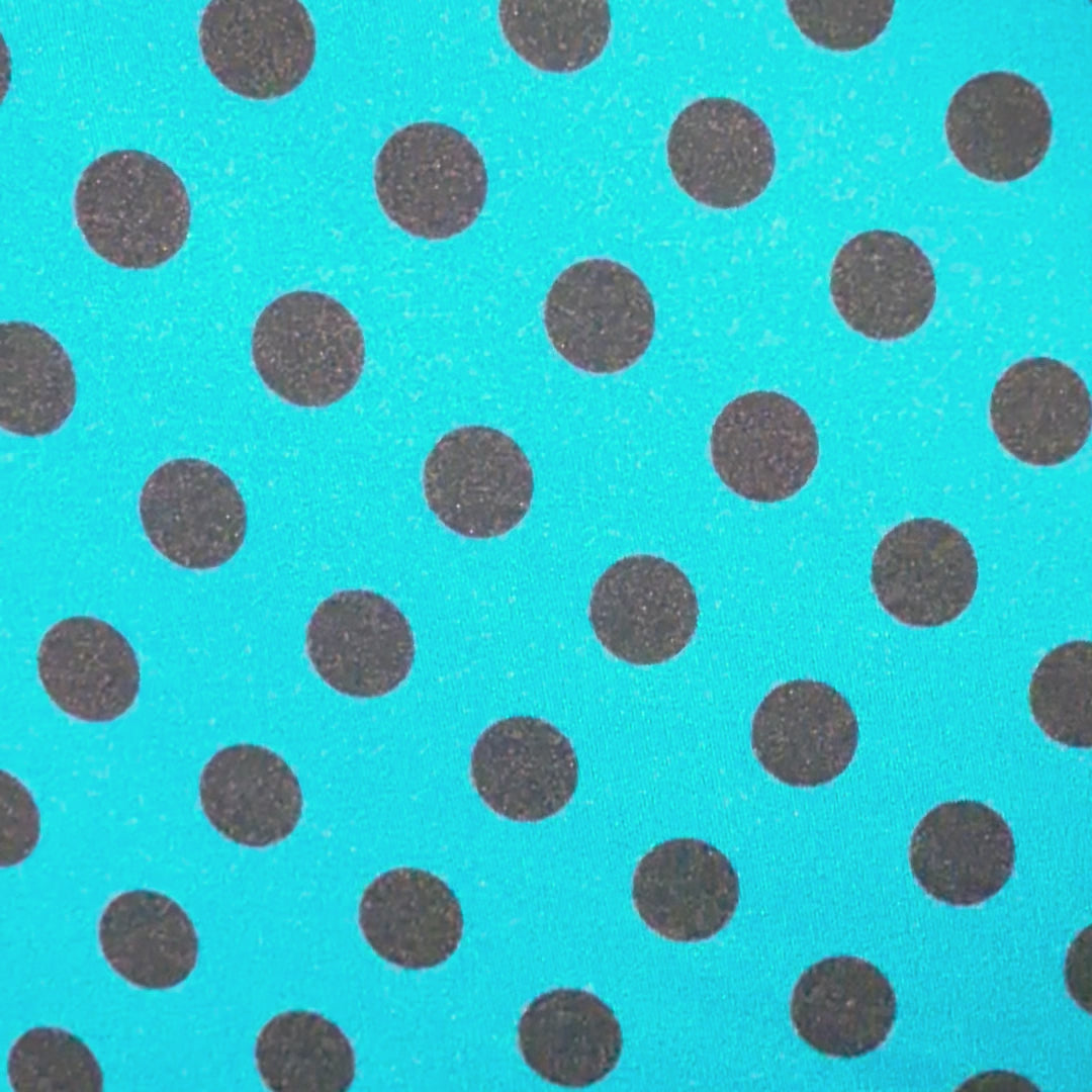 Black Polka Dot Nylon Tricot Performance Fabric | Spandex Palace  Turq