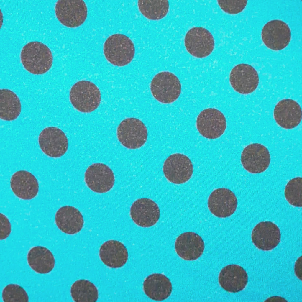 Black Polka Dot Nylon Tricot Performance Fabric | Spandex Palace  Turq