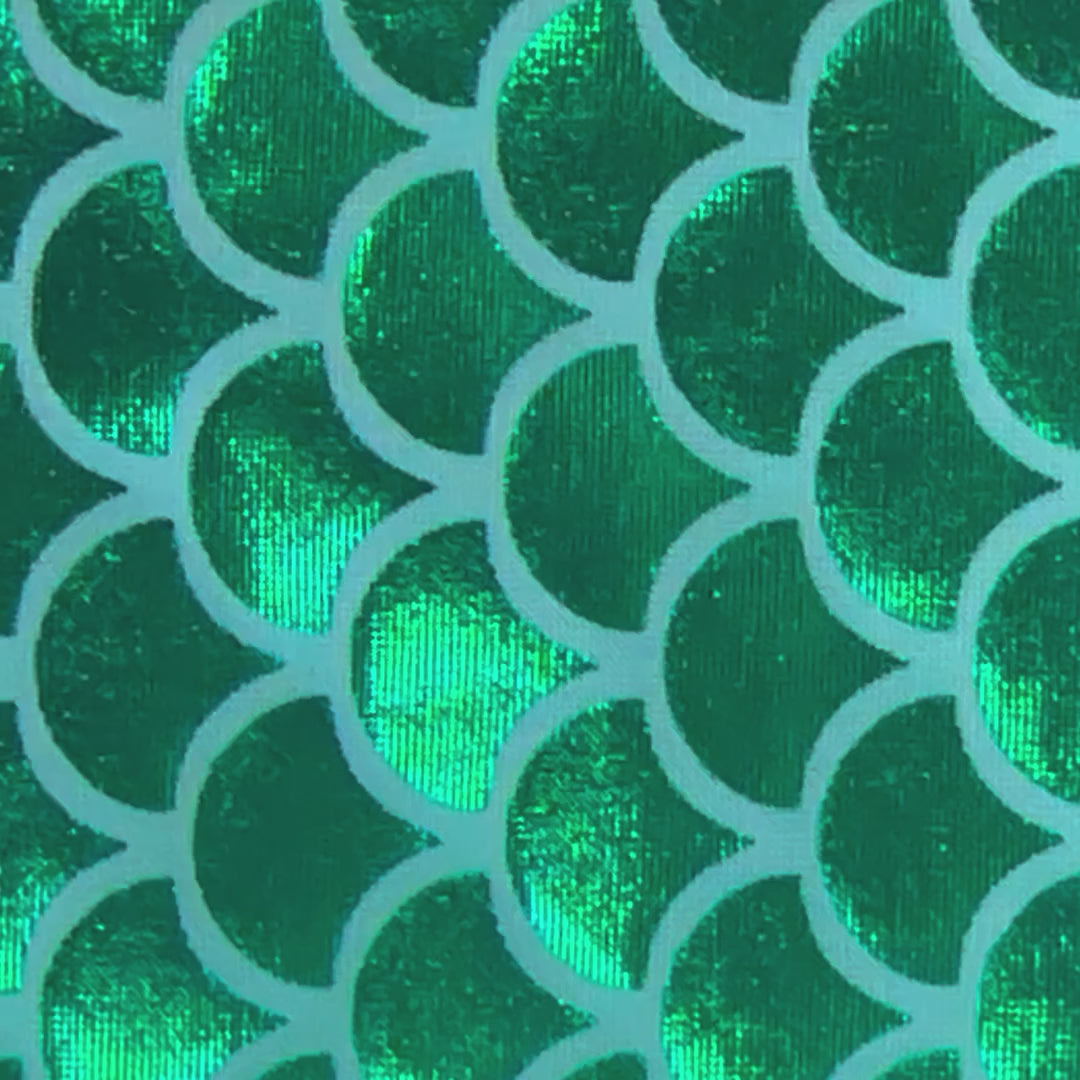 Mermaid Metallic on Jersey Polyester Bodre Fabric Foil | Spandex Palace Green